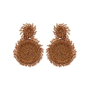 Crunchy Fashion Bollywood Jewellery Traditional Ethnic Bridal Bride Wedding Bridesmaid Golden Brown Round Bohomian Handmade Drop Earrings