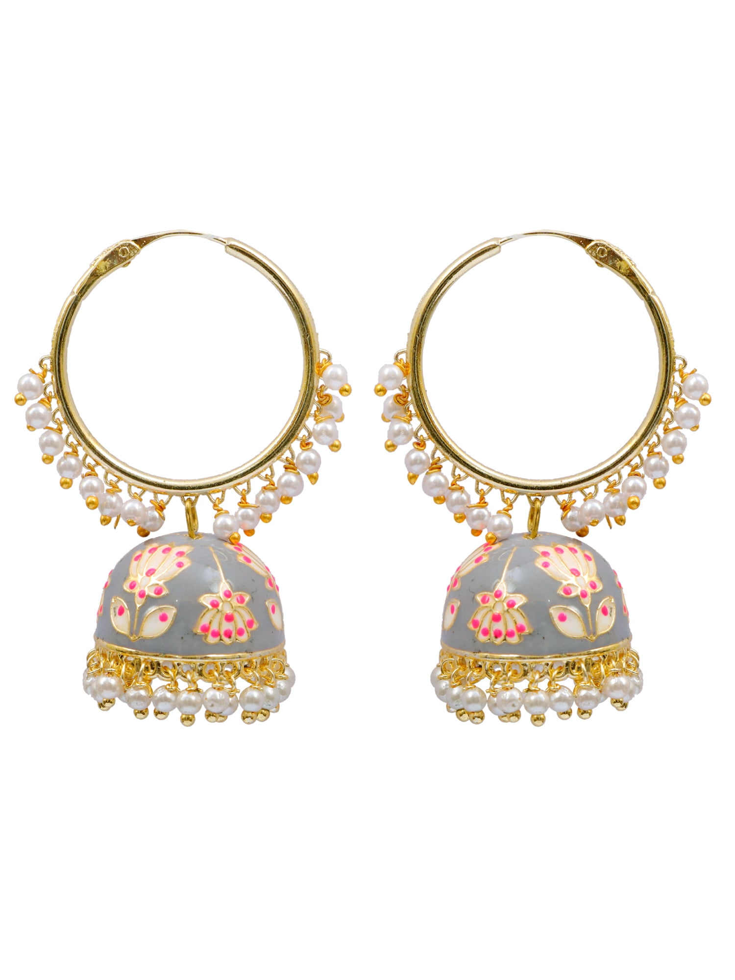 Buy Crunchy Fashion Silver Toned & Pink Tasseled Contemporary Drop Earrings  - Earrings for Women 2478507 | Myntra