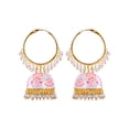 thumbnail image 1 of Crunchy Fashion Bollywood Jewellery Traditional Ethnic Bridal Bride Wedding Bridesmaid Meenakari Lotus Bali Indian Chandbali Jhumka Earrings Jewelry Set For Women (White), 1 of 4