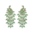 thumbnail image 1 of Crunchy Fashion Bollywood Jewellery Traditional Ethnic Bridal Bride Wedding Bridesmaid Oxidized German Silver Traditional Light Green Peacock Dangler Design Earrings, 1 of 4