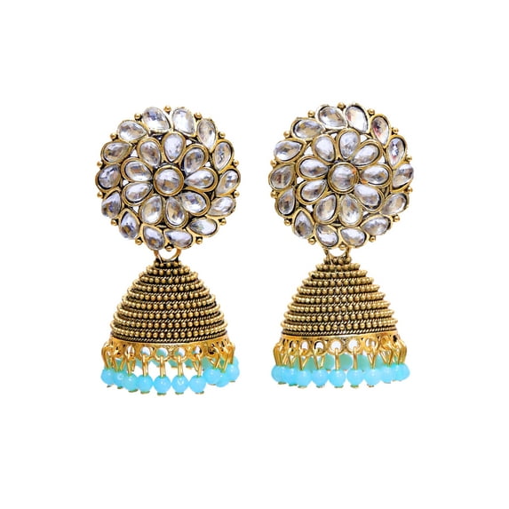 Crunchy Fashion Bollywood Jewellery Traditional Ethnic Oxidized Silver Tone Party Wear Bridal Bride Wedding Bridesmaid Indian Jhumka Jhumki Earrings Jewelry for Women