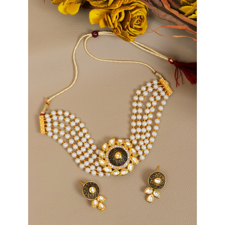 Choker Set Rose Gold Necklace Set/ Bollywood Jewellery/indian Choker  Necklace Set/rose Gold Bridesmaid Jewellry/women Necklace Mony Set 