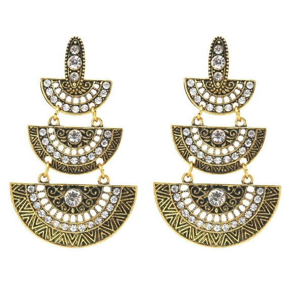 Crunchy Fashion Bollywood Style Traditional Indian Jewelry Oxidized Silver Dangle and Drop Earrings for Women (Gold Style-2)