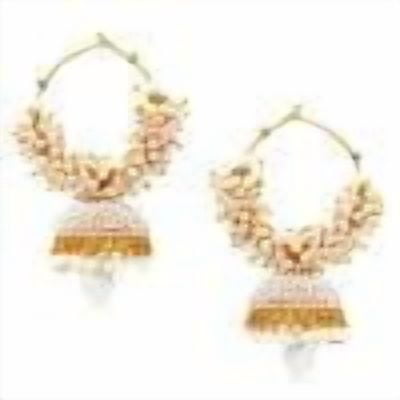 Crunchy Fashion Bollywood Stylish Traditional Indian Jewelry Meenakari Jhumka Earrings for Women (White with Jhumki)