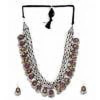 Crunchy Fashion Bollywood Grey & Gold Pearl Necklace Set - Traditional Indian Wedding Jewelry