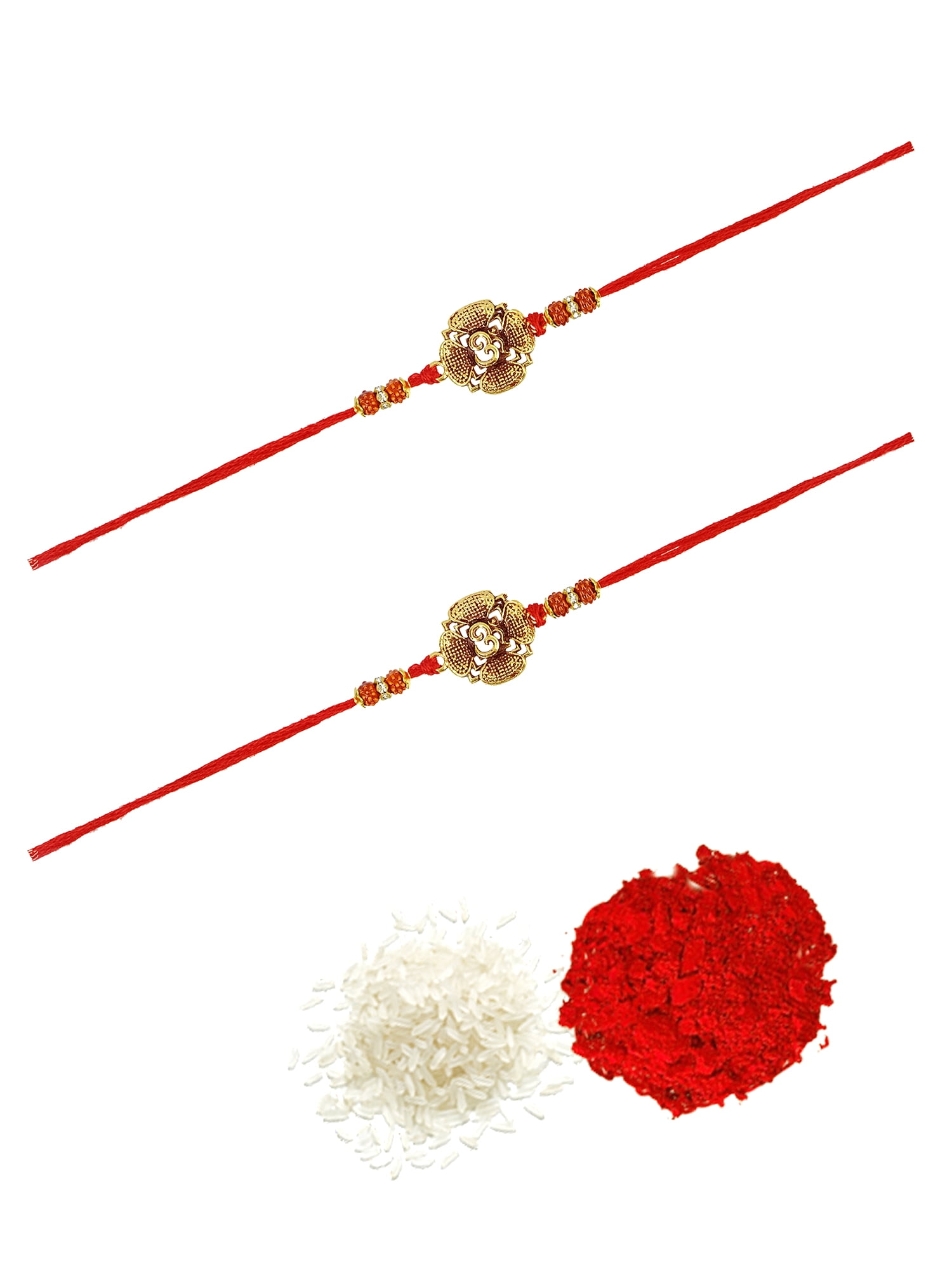 Gold plated Om Fancy Rakhi Set Pack of 2 Raksha Bandhan Handmade Bracelet for Bhaiya Rakhi Bracelet Combo Set