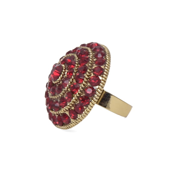 Crunchy Fashion Indian Bollywood Traditional Antique Gold tone Round Crystal Adjustable Big Ring Finger Jewelry for Women