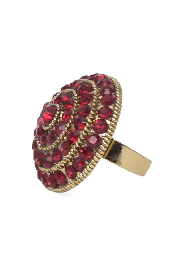 Indian Bollywood Traditional Antique Gold tone Round Crystal Adjustable Big Ring Finger Jewelry for Women