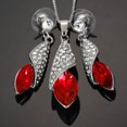 thumbnail image 1 of Crunchy Fashion Stylish Bollywood Indian Jewelry Red Teardrop Pendant with Earrings Jewelry Set for Women, 1 of 4