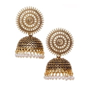 Crunchy Fashion Tribal Muse Oxidized Collection Stylish Indian Wedding Jewelry Jhumki Jhumka Earrings for Women