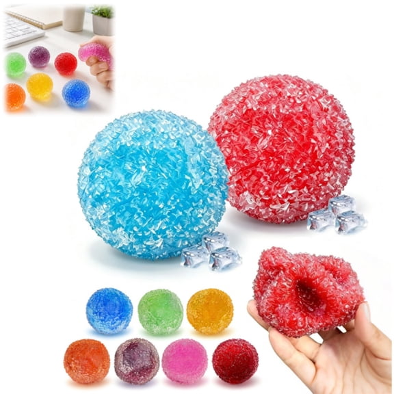 Crunchy Ice Squishy Stress Ball, 1.57in Moldable Ice Skin Squeeze Fidget Toy, NonSticky Sensory Anxiety Relief Toy, Random Color for Kids Adults Party Favor 1pc