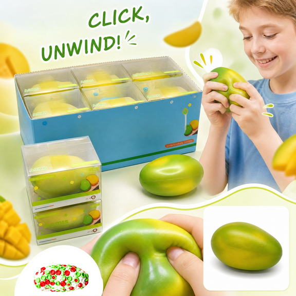 Crunchy Mango Squishy ASMR, Flexible Soft Squeeze Fidget Toy, Immersive Crunchy ASMR Feeling, Hand‑Held Stress Reliever, Practical Office Desk Accessory For Adults