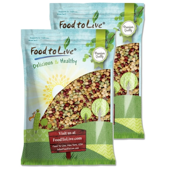 Crunchy Mix of Sprouting Beans, 15 Pounds - Green Peas, Adzuki, Lentils, Garbanzo, Kosher, Raw  by Food to Live
