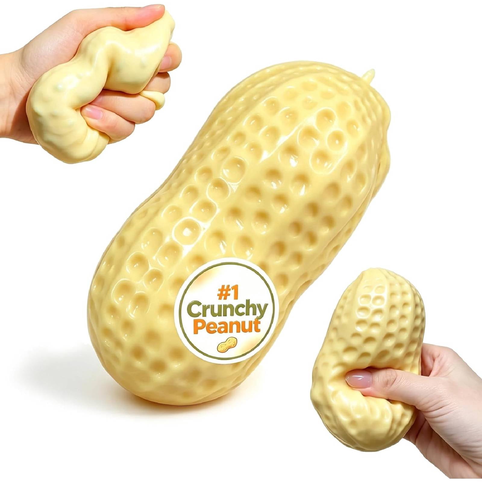 Crunchy Peanut Squishy Asmr Bead Filled, Slow Rising Squeeze Fidget Toy | Slow Rising Stress Relief Ball for Stress Anxiety Relief, Gift for Birthday Party Favors( Peanut)