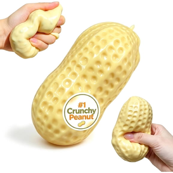 Crunchy Peanut Squishy Asmr Bead Filled, Slow Rising Squeeze Fidget Toy | Slow Rising Stress Relief Ball for Stress Anxiety Relief, Gift for Birthday Party Favors( Peanut)