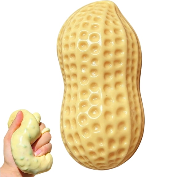 Crunchy Peanut Squishy Ball, Peanut Stress Relief Fidget Toy, 4.33-Inch Simulated Food Soft Sensory Squishy for Anxiety Relief, Cute Squeeze Toy for Birthday and Christmas Gifts