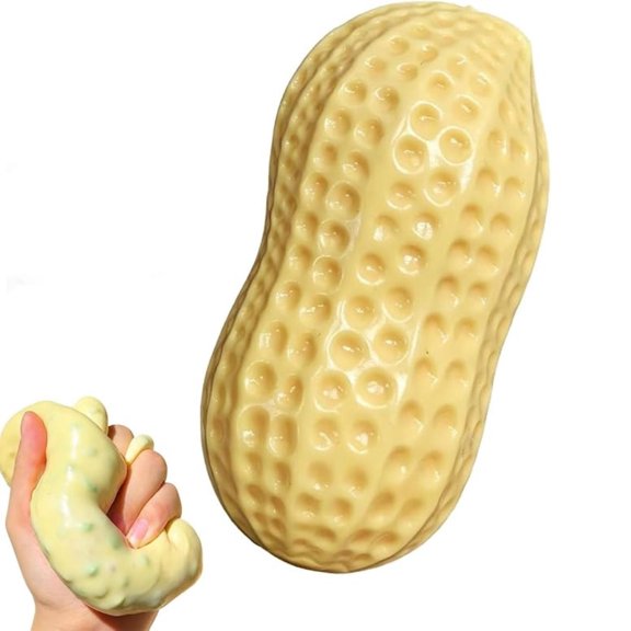 Crunchy Peanut Squishy Toys, Soft Crunchy Stress Ball, Squeeze Toy with Crunchy Squeak Sound, Fun Peanut Shaped Fidget Toy for Office, Gift for Adults