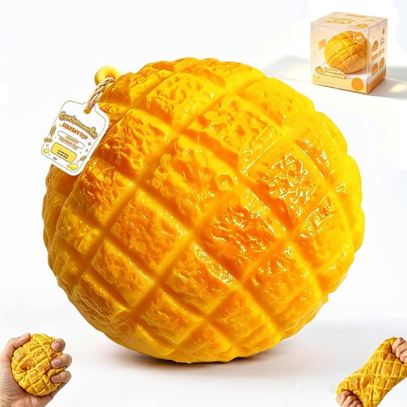 Crunchy Pineapple Bun Squishy, Slow Rising Squeeze ASMR Sensory Toy for Adults, Pineapple Fidget Stress Relief Toy for Birthday Party Favors