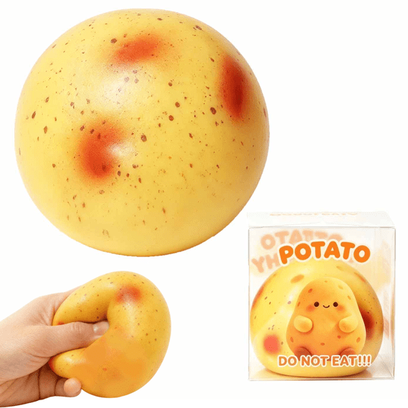 Crunchy Potato Squishy, 2.17 Inch Block Filled Slow Rising Fidget Squeeze Toy, Stress & Anxiety Relief Sensory Squishy Ball, Desk Toy Party Favor Novelty Gift for Kids Adults