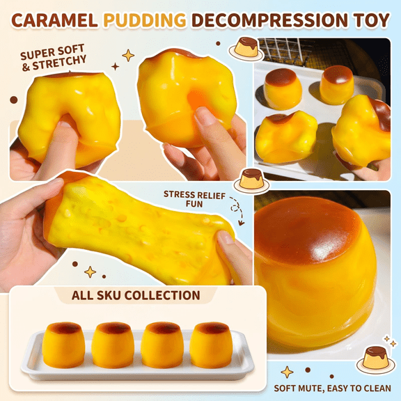Crunchy Pudding Squishy Asmr Bead Filled, Slow Rising Squeeze Stress Pudding Squishies Slow Rising Squeeze Portable Rebound Calming Anxiety Relief Tool for Adults