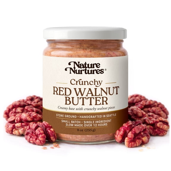 Crunchy Red Walnut Butter | Raw Stone Ground | Small Batch | No Added Sugar | No Palm Oil | Made in USA