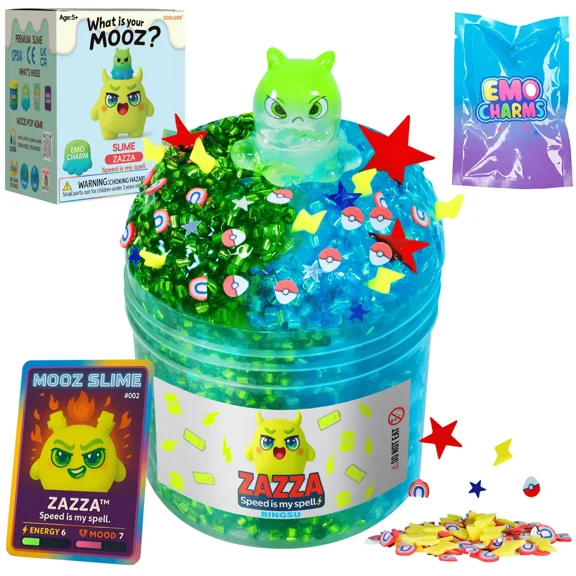 Crunchy Slime Kit – Galaxy Slime (Blue Bingsu & Green Jelly), Instant Slime Making Kit & Scented, ASMR Pop & Crackle, Monster Charm + Mix-Ins, Christmas Gift for Boys & Girls 5–12 & Teens, 7oz, MOOZ