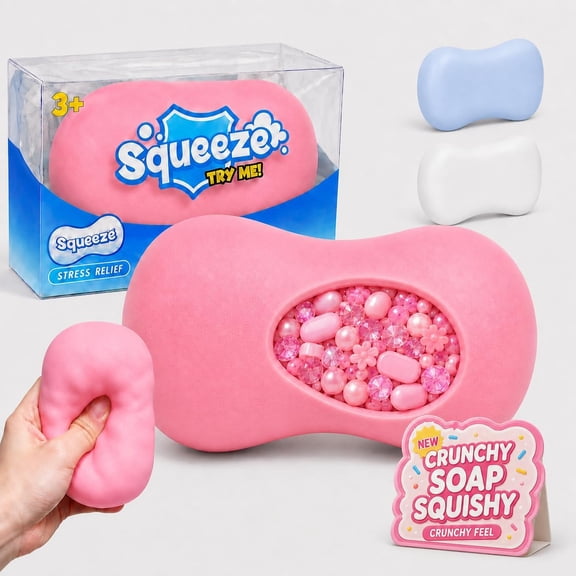 Crunchy Soap Squishy ASMR Toy, Soft Squeeze Fidget Toy with Satisfying Crunchy Texture, Soap Shaped Stress Relief Toy with Gift Box, Fun Novelty Gift for Teens Adults