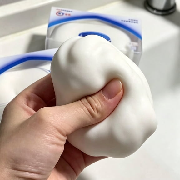 Crunchy Soap Squishy Fidget Toy, Realistic White Bar Soap Stress Squeeze Toy , Crispy Textured Moldable Sensory Toy for Kids & Adults, Bathroom Themed Novelty Desk Gift