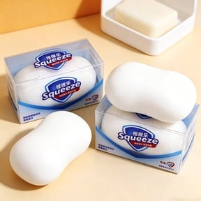 Crunchy Soap Squishy Fidget Toy, White Bar Soap Shaped Crispy Squeeze Stress Toy , Moldable ASMR Sensory Toy for Kids & Adults, Novelty Bathroom Themed Desk Decor Gift