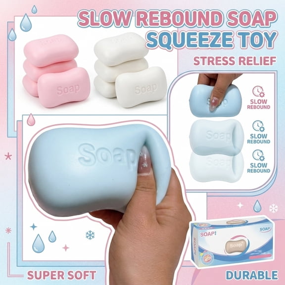 Crunchy Soap Squishy, Realistic Soap Block Slow Rising Squeeze Fidget Toy, Soft Crunch Texture Portable Desktop Play Gift for Adults Daily Relaxation
