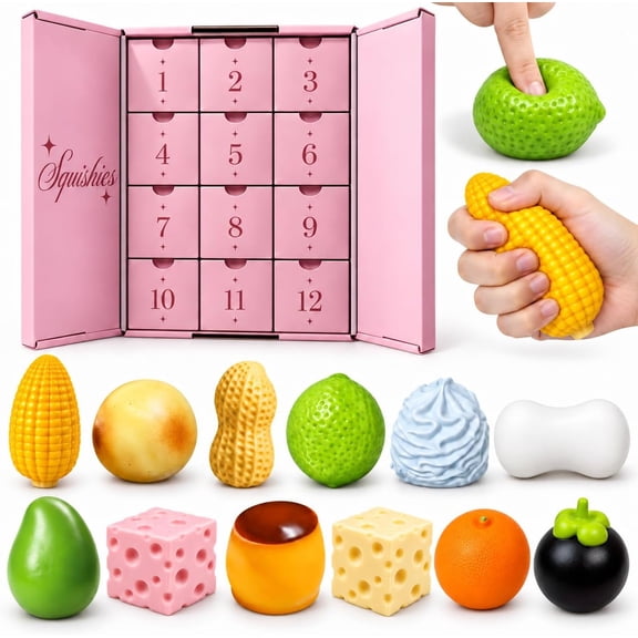 Crunchy Squishy Advent Calendar, Squishy Stress Balls, Fidget Party Favor for Adults, Coworkers, Friends