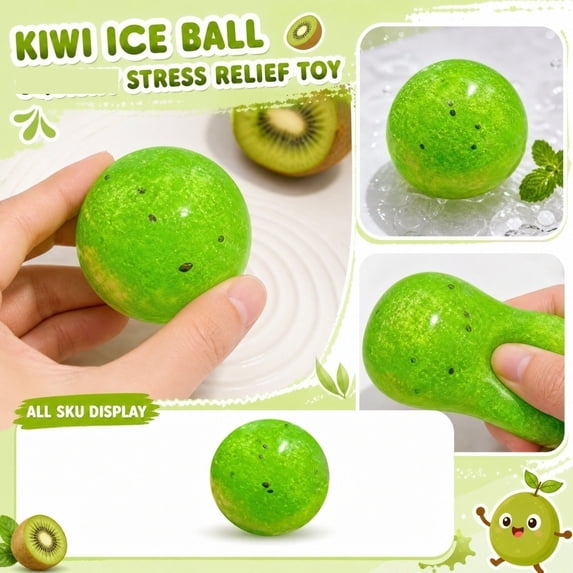 Crunchy Squishy Kiwi Smoothie Stress Relief Toy, Textured Sensory Fidget Squeeze Ball for Anxiety Relief, Calming Hand Toy for Teens Adults School Office Travel