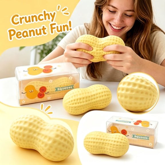 Crunchy Squishy Peanut Stress Ball, ASMR Tactile Sensory Fidget Squeeze Toy for Adults, Handheld Desk Fidget Toy for Stress Relief, Relaxation and Engaging Sensory Play