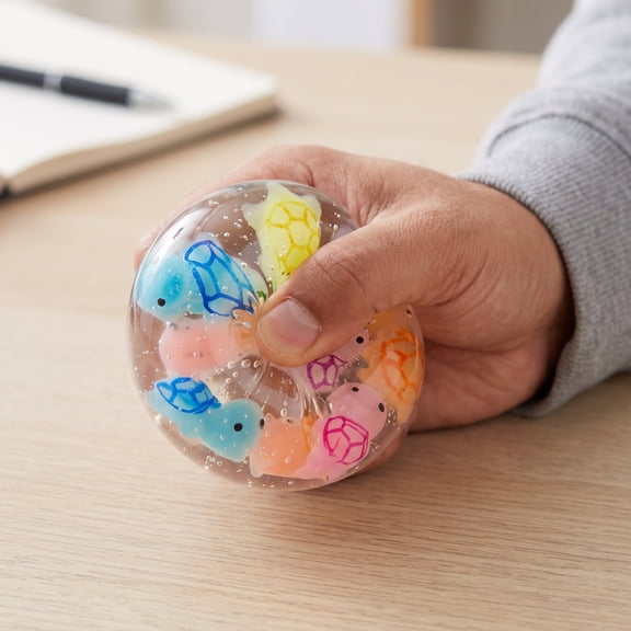 Crunchy Squishy Squeeze Ball with Turtle Figures, Super Soft Jelly Sensation Fidget Toy, Moldable Stress Relief Ball, Handmade DIY Decompression Toy for Tabletop Use