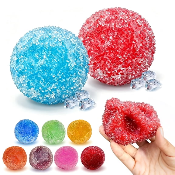 Crunchy Squishy Stress Ball, Ice Skin Moldable Slushy Fidget Toy, ASMR Crunch Sensory Squeeze Ball, NonSticky 4cm Portable Stress Relief Toy for Kids Adults, 1Pack Random Color