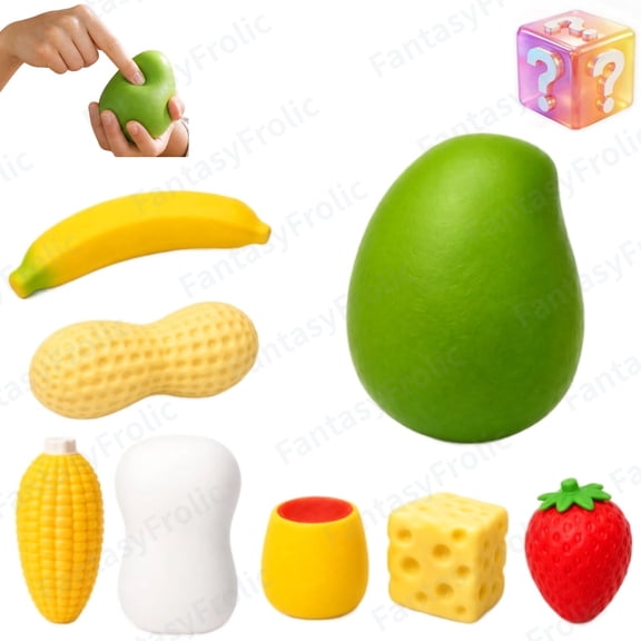 Crunchy Squishy Stress Toys Squishy Box Random Single ASMR Moldable Squeeze Toy Slow Rebound Fruit Food Design Fidget Toy Stress Relief Sensory Gift For Adults Teens Stocking Stuffer