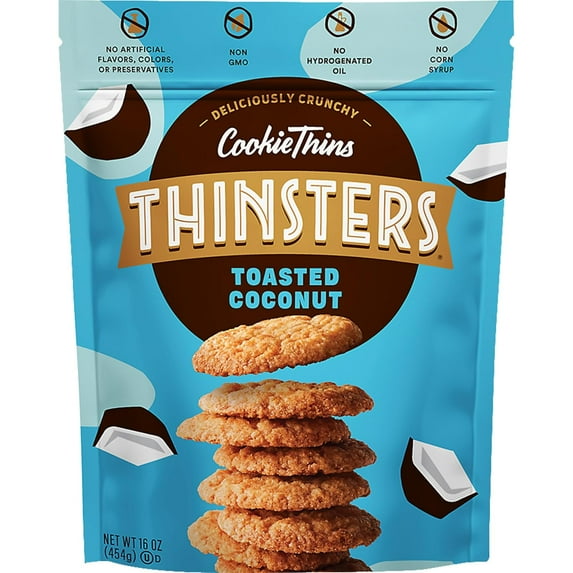 Crunchy Thin Snack Cookies, Toasted Coconut, 16 oz (Pack of 2)