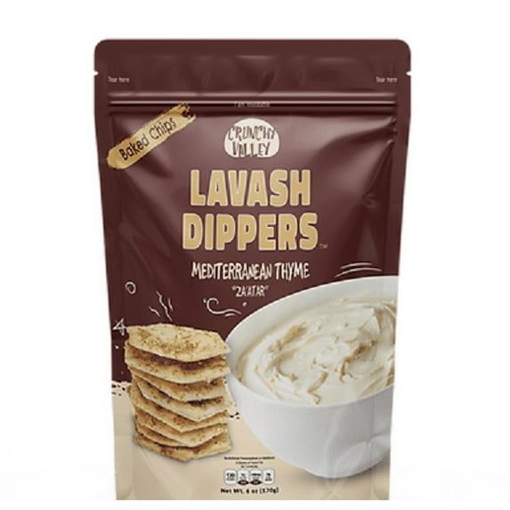 Crunchy Valley Mediterranean Thyme Lavash Dippers Baked Chips, 3-Pack 6 oz. Bags