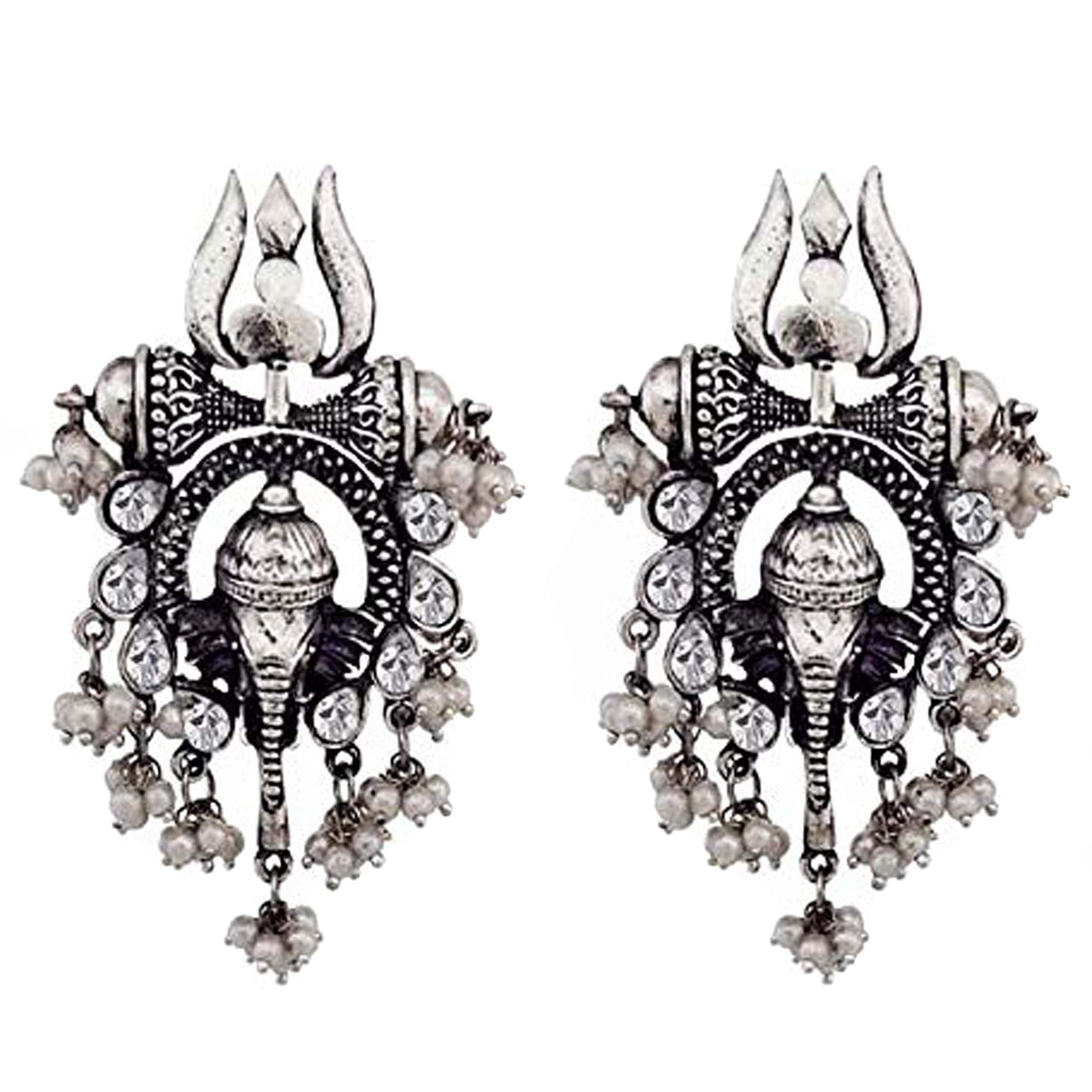Ganesha painting motif Silver Tribal Handcrafted Earings