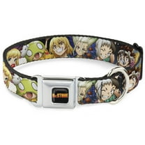 Crunchyroll Pet Collar, Dog Collar Metal Seatbelt Buckle, Dr Stone Character Group Faces Close Up, 9.5 to 13 Inches 1.0 Inch Wide