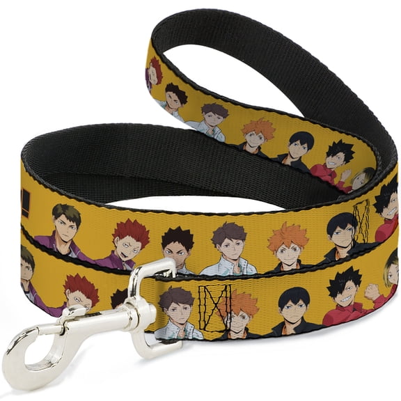 Crunchyroll Pet Leash, Dog Leash, Haikyu Player Characters and Title Logo Yellow, 4 Feet Long 1.0 Inch Wide