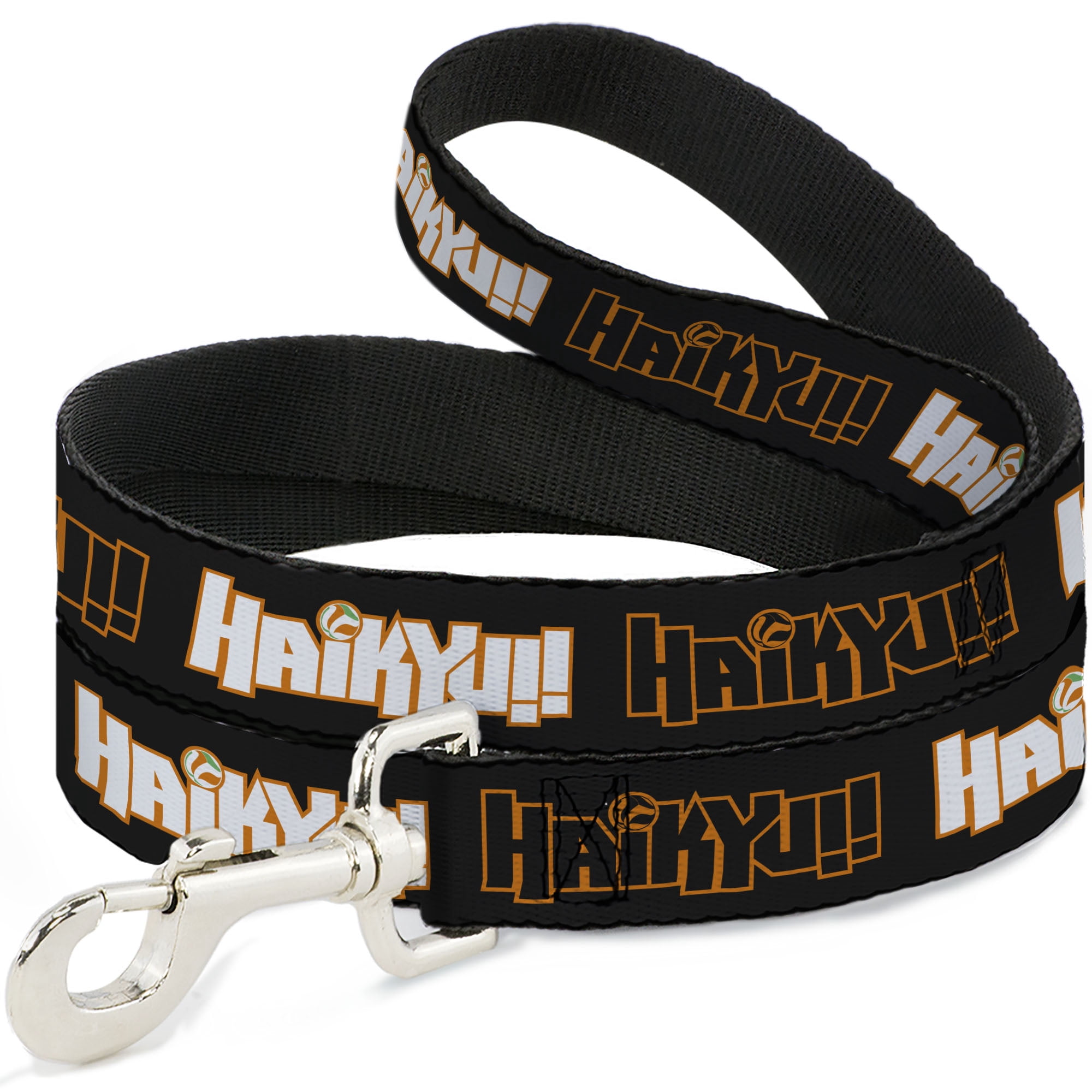 Crunchyroll Pet Leash, Dog Leash, Haikyu Title Logos Black Orange White, 6 Feet Long 1.0 Inch Wide