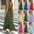 thumbnail image 1 of Crunowin Backless Cami Dresses for Women, Casual Lounge Dress Sleeveless House Dress Long Sundress with Back Tie Red M, 1 of 8