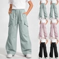 thumbnail image 1 of Crunowin Big Boys And Girls Cargo Pants, Spring Summer Elastic Waist Multi Pockets Outdoor Utility Loose Pants Size 7, 1 of 6