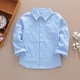 thumbnail image 1 of Crunowin Boys And Girls Button Down Shirts Long Sleeve Spring Fall Plaid Checkered School Tops Light Blue Size 6 Years, 1 of 3