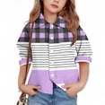thumbnail image 1 of Crunowin Boys And Girls Casual Shirts Checkered Striped Print Button Down Spring Summer Casual Blouses Purple Size 13 Years, 1 of 6