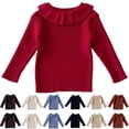 thumbnail image 1 of Crunowin Boys And Girls Collar Sweater Everyday Ribbed Stretch Solid Color Kids Casual Pullover Tops Coffee Size 18-24M, 1 of 3