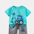 thumbnail image 1 of Crunowin Boys And Girls Cotton Outfit Sets Round Neck Excavator Print Tee and Elastic Waist Shorts Summer Wear White Size 4T, 1 of 2
