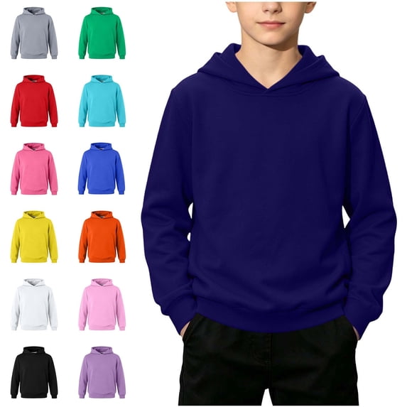 Crunowin Boys And Girls Hooded Sweatshirt, Round Neck Long Sleeve Lightweight Spring Fall Casual Tops Gray 9-10 T