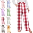 thumbnail image 1 of Crunowin Boys And Girls Kids Plaid Lounge Pants Cotton Blend Elastic Waist Side Pockets Relaxed Fit Home & Play Pink Size 11, 1 of 4